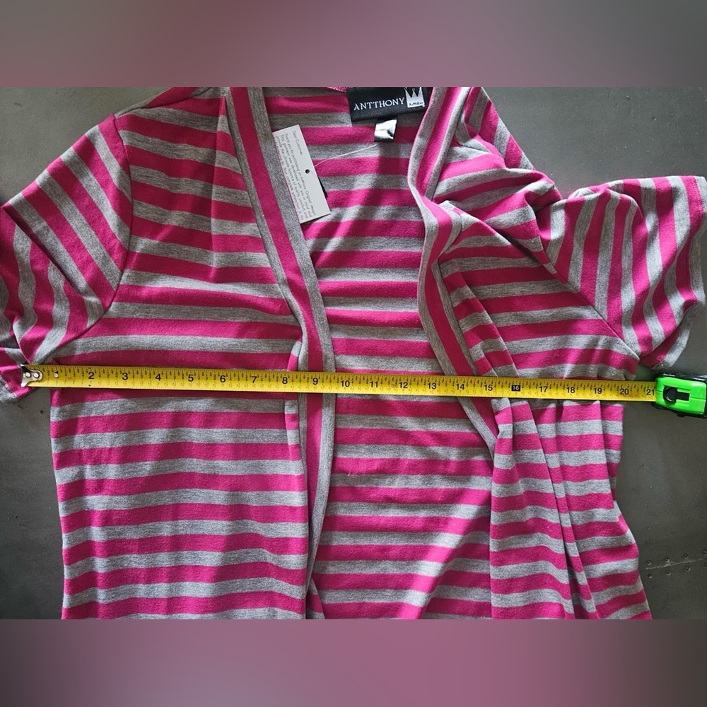 Antthony Originals 2-Piece Maxi Dress & Cardigan Set Pink Gray Striped Large NWT - Picture 9 of 14